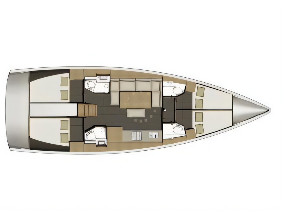 Layout of DUFOUR 460 Grand Large BT sail boat with 4 cabins Croatia yacht charter