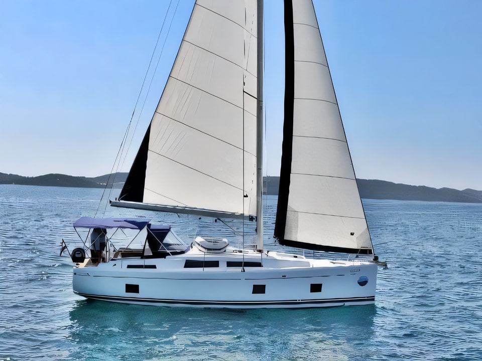 Exterior overview of HANSE 418 BT sail boat for charter from Sukosan Marina Dalmacija in the Zadar sailing area Croatia