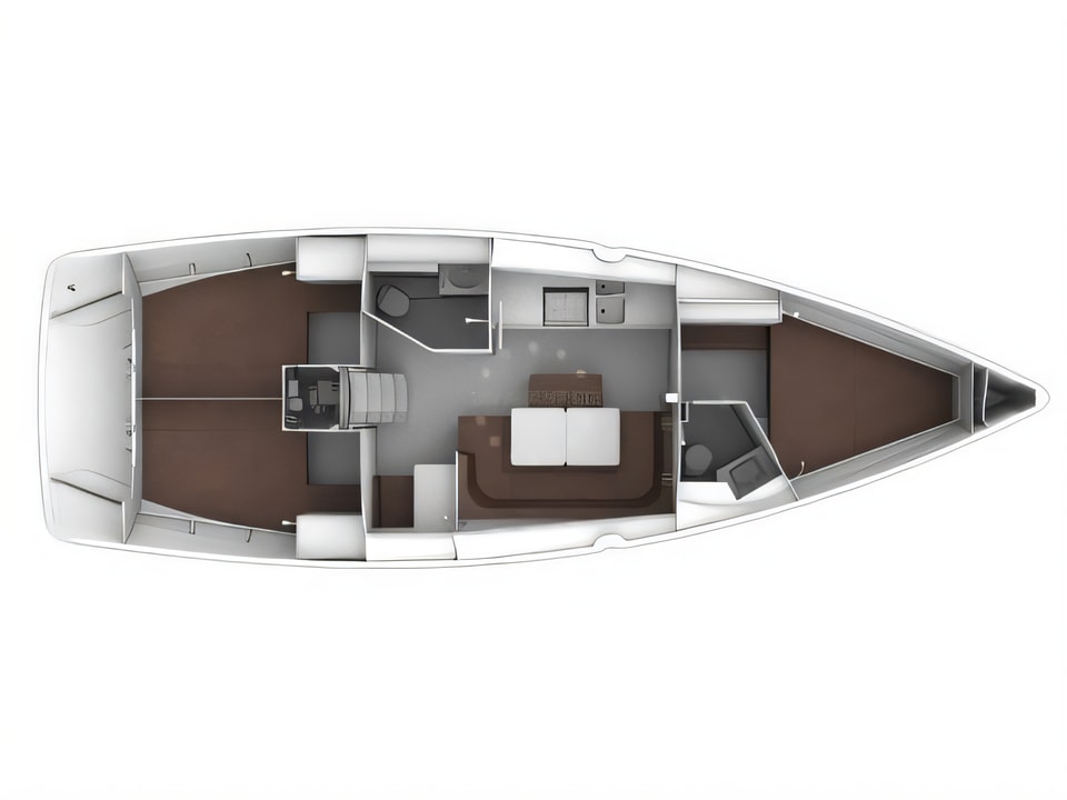Layout of BAVARIA C 41 BT sail boat with 3 cabins Croatia yacht charter