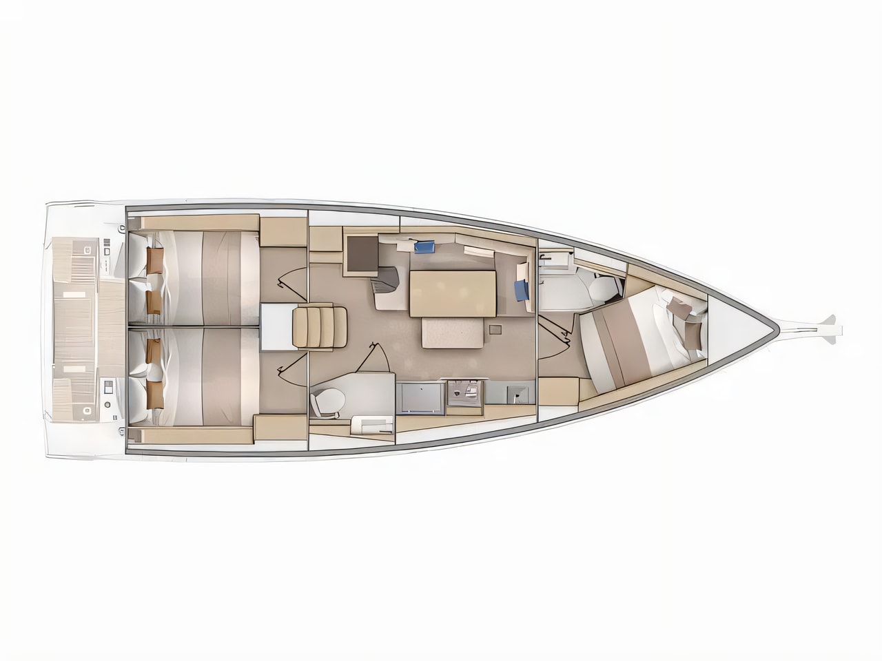 Interior of Oceanis 37.1 sail boat with 3 cabins Croatia yacht charter