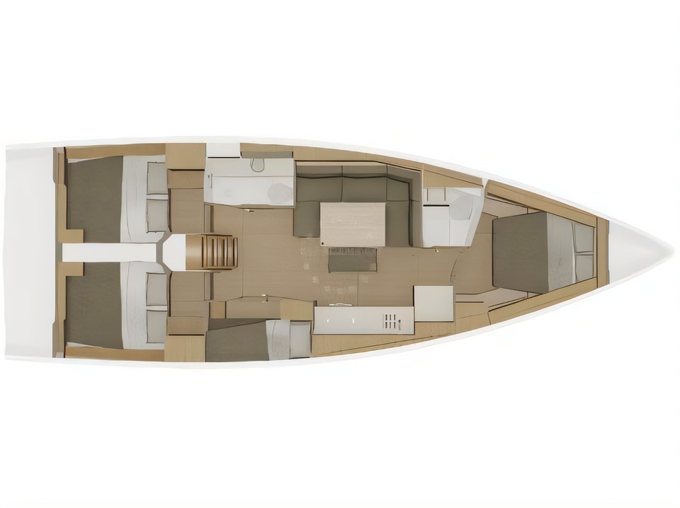 Layout of Dufour 430 Grand Large sail boat with 4 cabins Croatia yacht charter