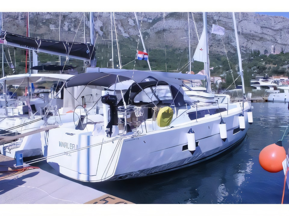 Exterior overview of Dufour 430 Grand Large sail boat for charter from Dubrovnik ACI Marina in the Dubrovnik sailing area Croatia