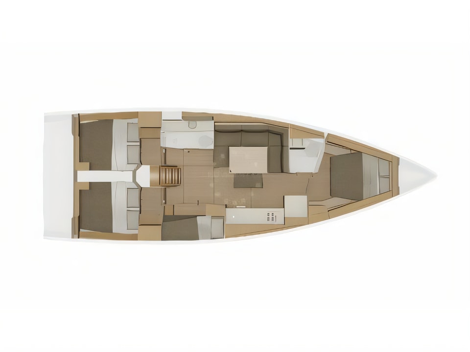 Layout of Dufour 430 Grand Large sail boat with 4 cabins Croatia yacht charter