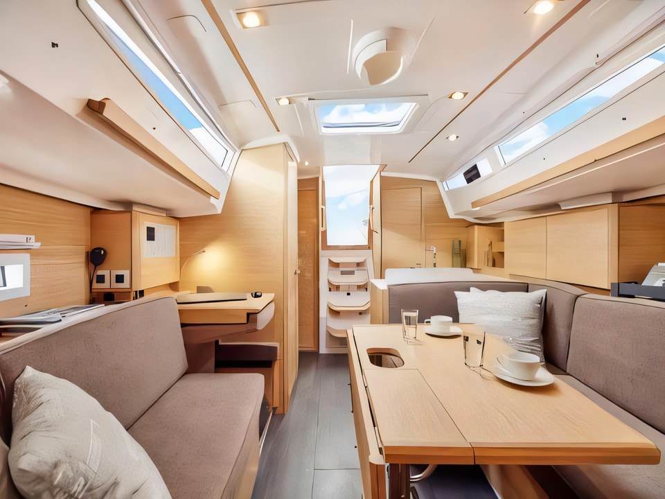 Interior of Elan E4 sail boat with 3 cabins Croatia yacht charter