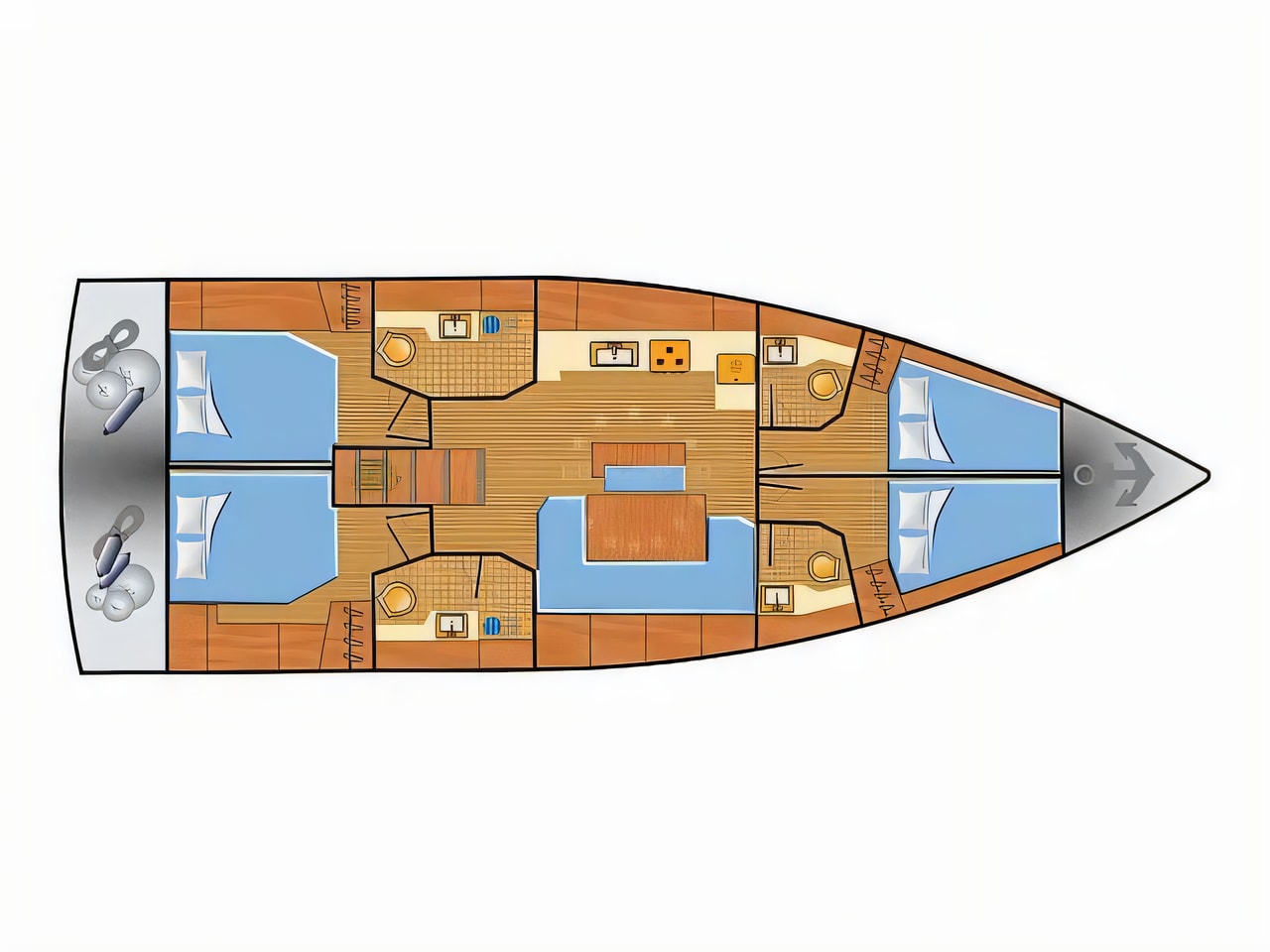 Interior of Hanse 460 sail boat with 4 cabins Croatia yacht charter