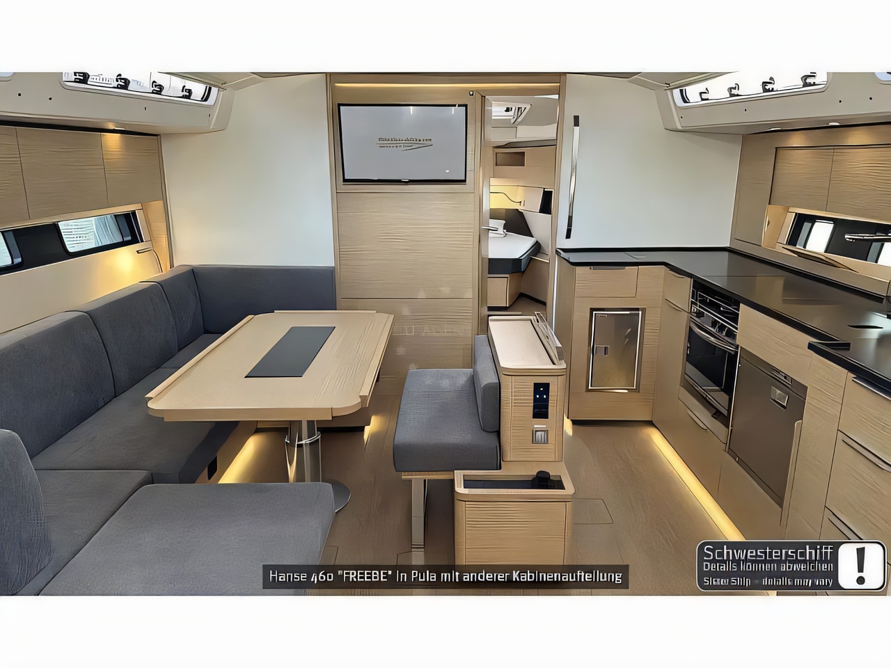 Layout of Hanse 460 sail boat with 4 cabins Croatia yacht charter