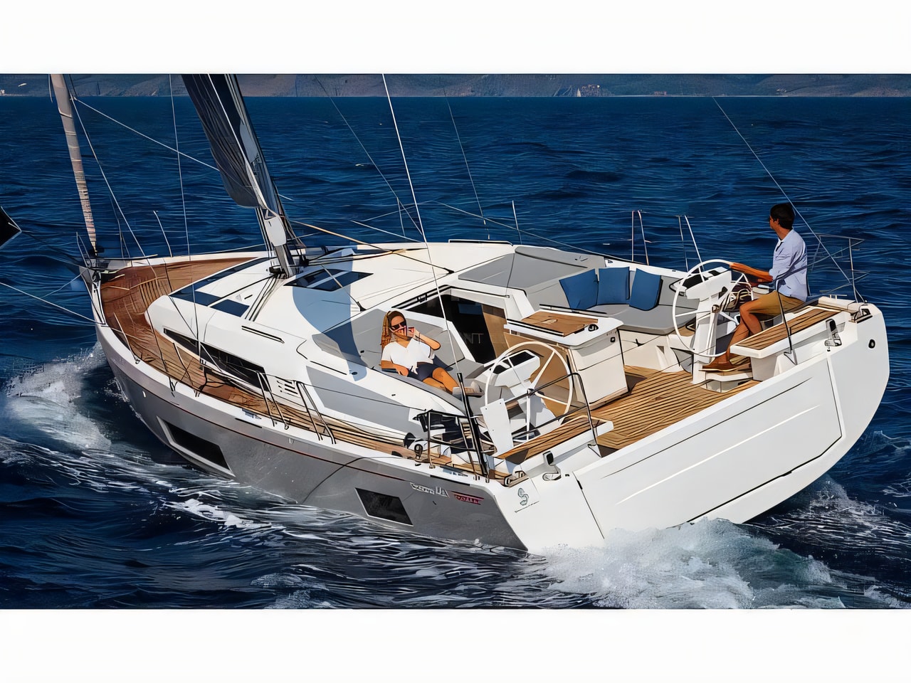Exterior overview of Oceanis 46.1 sail boat for charter from Biograd Kornati in the Zadar sailing area Croatia