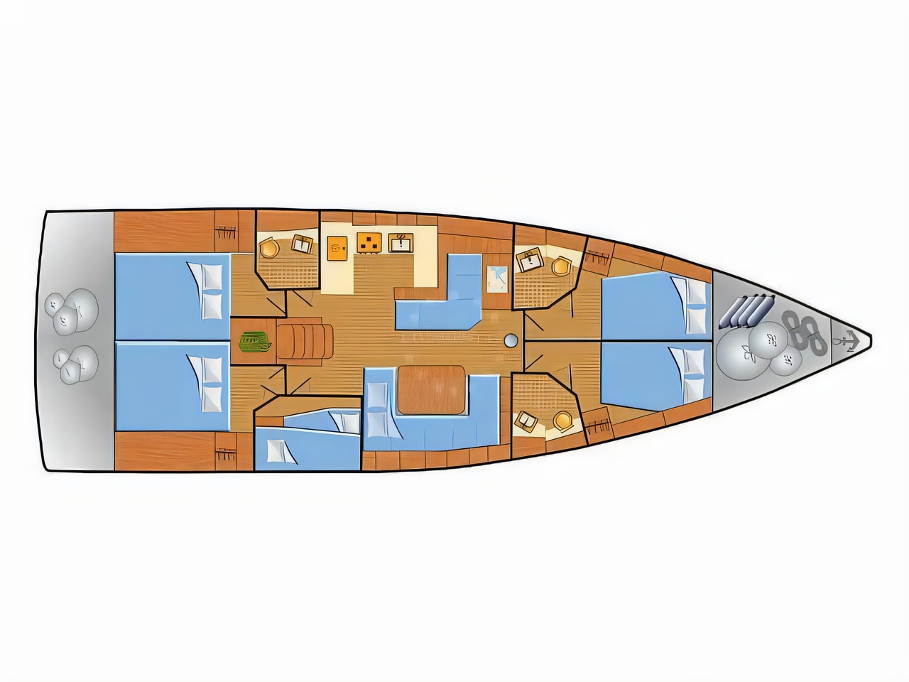 Interior of Oceanis 51.1- 5 cab sail boat with 5 cabins Croatia yacht charter