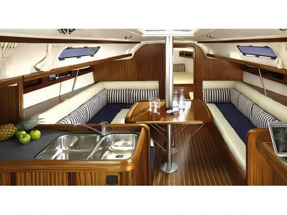 Interior of Bavaria 38 Match sail boat with 2 cabins Croatia yacht charter