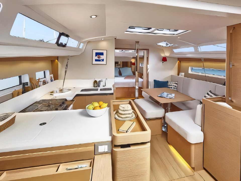 Interior of Sun Odyssey 440 sail boat with 4 cabins Croatia yacht charter