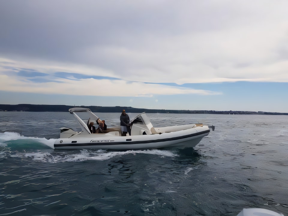 Exterior overview of TEMPEST 800 + Suzuki 350 motor boat for charter from Sukosan Marina Dalmacija in the Zadar sailing area Croatia
