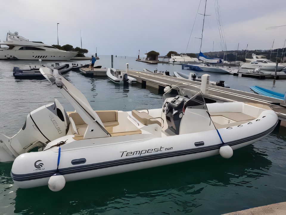Layout of TEMPEST 800 + Suzuki 350 motor boat with 1 cabins Croatia yacht charter