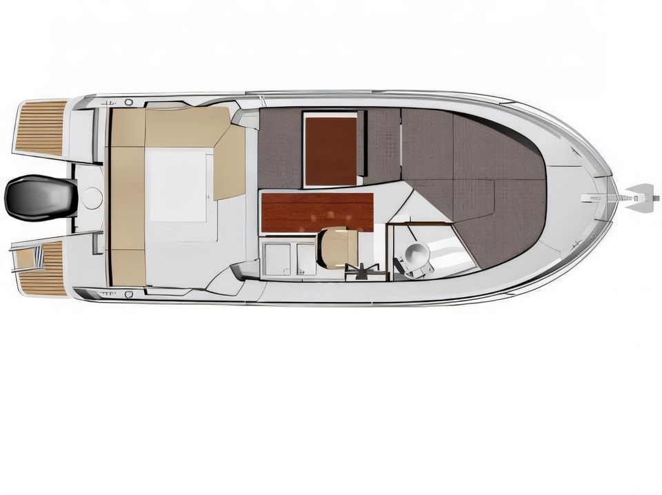 Layout of Merry Fisher 695 + Suzuki 150 motor boat with 1 cabins Croatia yacht charter