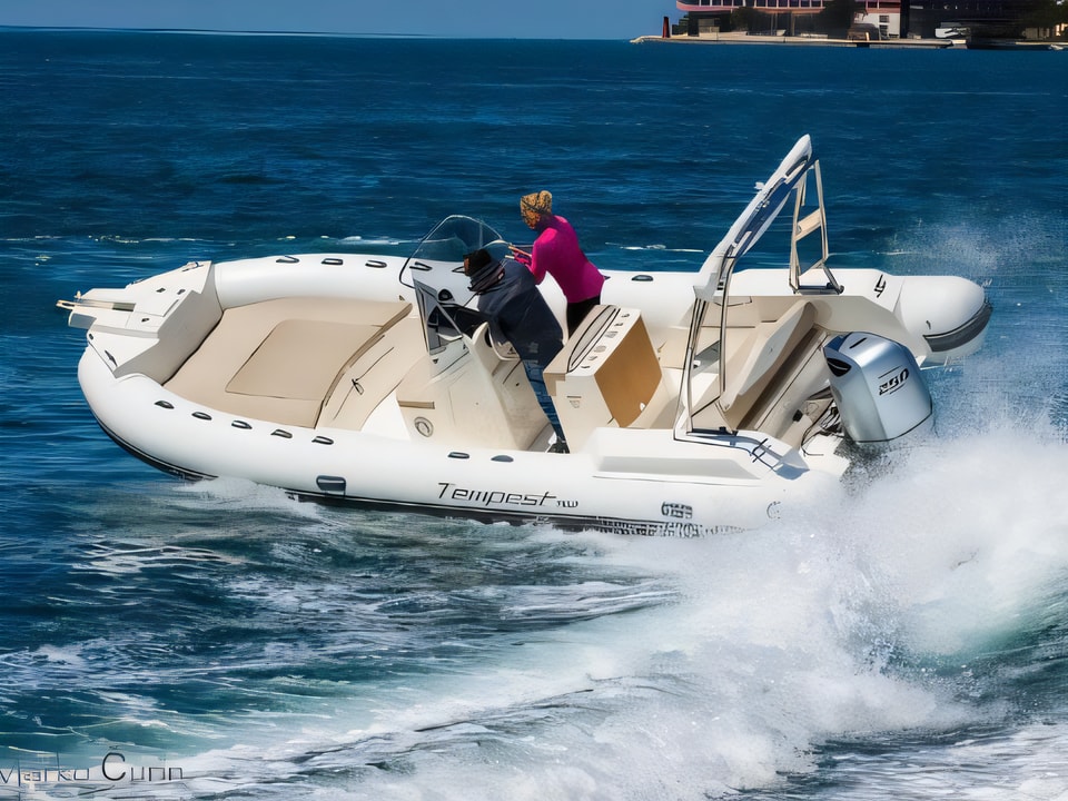 Exterior overview of TEMPEST 700 + Honda 250 motor boat for charter from Zadar Marina Zadar in the Zadar sailing area Croatia