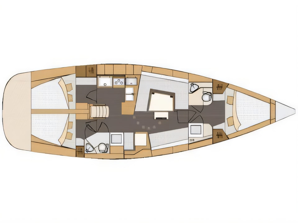 Layout of Elan 45 Impression - 3 cabin version sail boat with 3 cabins Croatia yacht charter