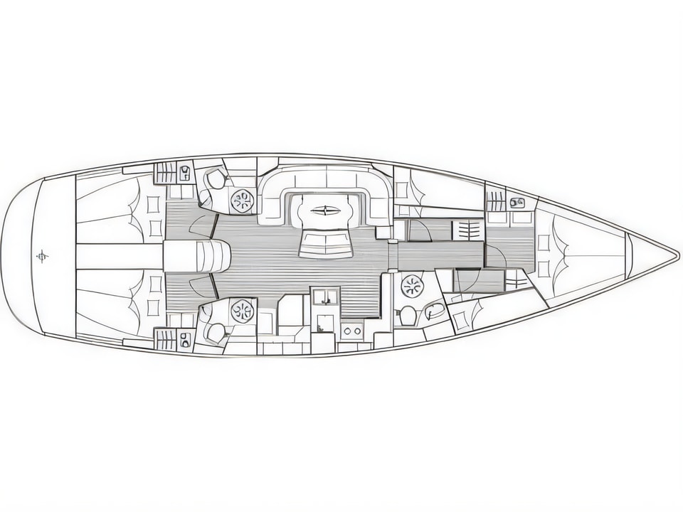 Bavaria 50 cruiser yacht layout 5 cabins Croatia charter