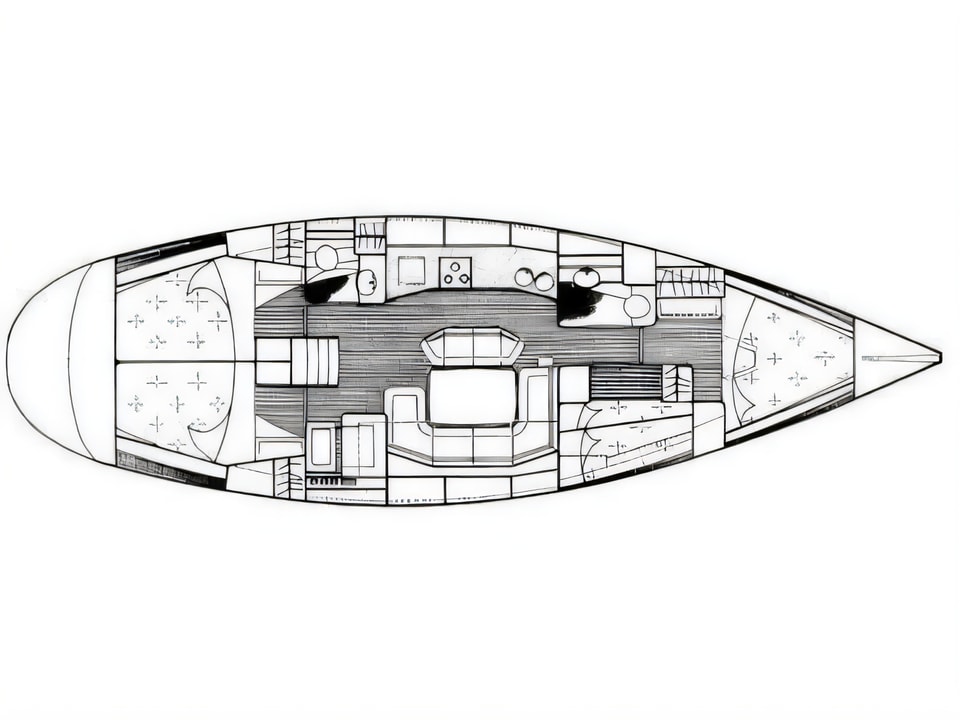 Layout of Grand Soleil 46.3 sail boat with 4 cabins Croatia yacht charter