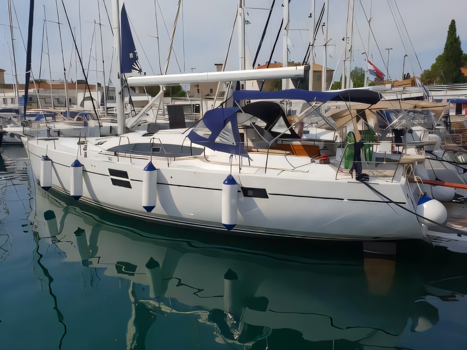 Exterior overview of Elan 494 Impression sail boat for charter from Zadar Marina Zadar in the Zadar sailing area Croatia