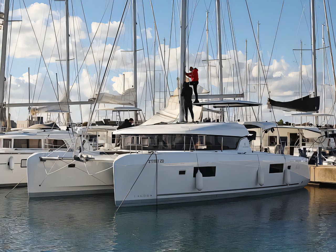 Exterior overview of Lagoon 42 catamaran for charter from Sukosan Marina Dalmacija in the Zadar sailing area Croatia
