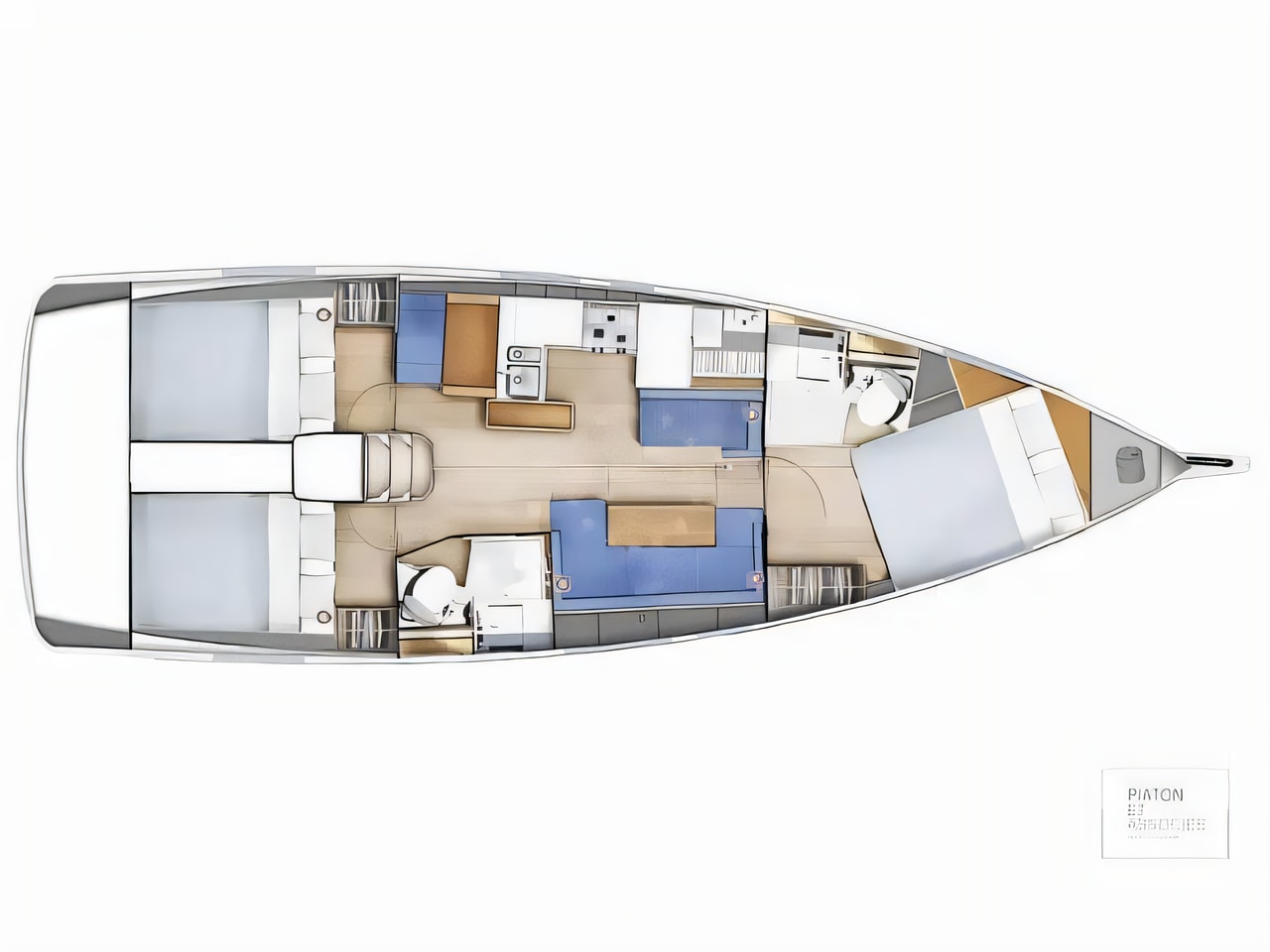 Interior of Sun Odyssey 410 sail boat with 3 cabins Croatia yacht charter