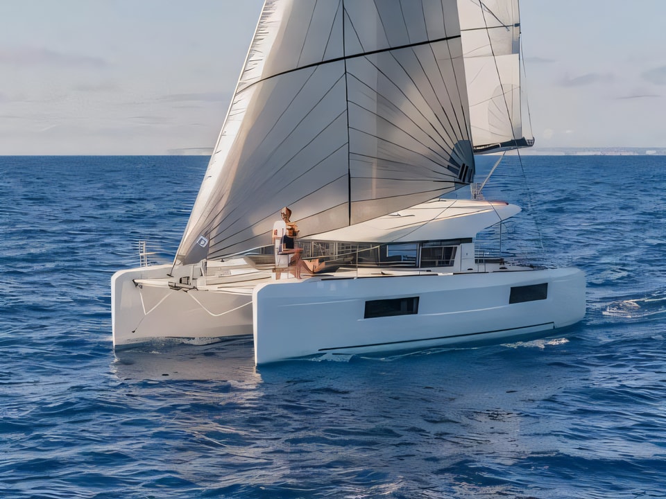 Exterior overview of Lagoon 40 catamaran for charter from Sibenik Marina Mandalina in the Sibenik sailing area Croatia