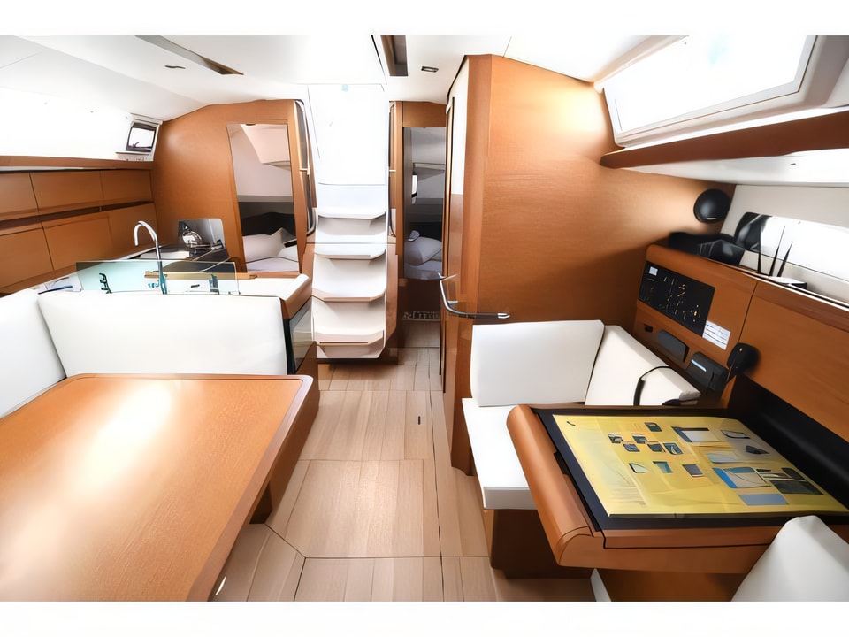 Interior of Sun Odyssey 419 sail boat with 3 cabins Croatia yacht charter