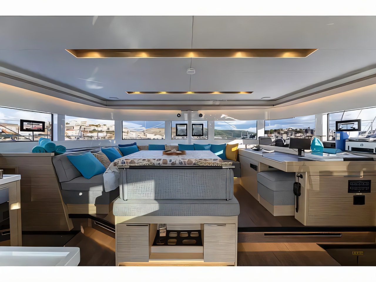 Layout of Lagoon 51 catamaran with 6 cabins Croatia yacht charter