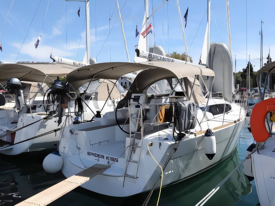 Exterior overview of Sun Odyssey 319 sail boat for charter from Pula ACI Marina in the Istria / Kvarner sailing area Croatia