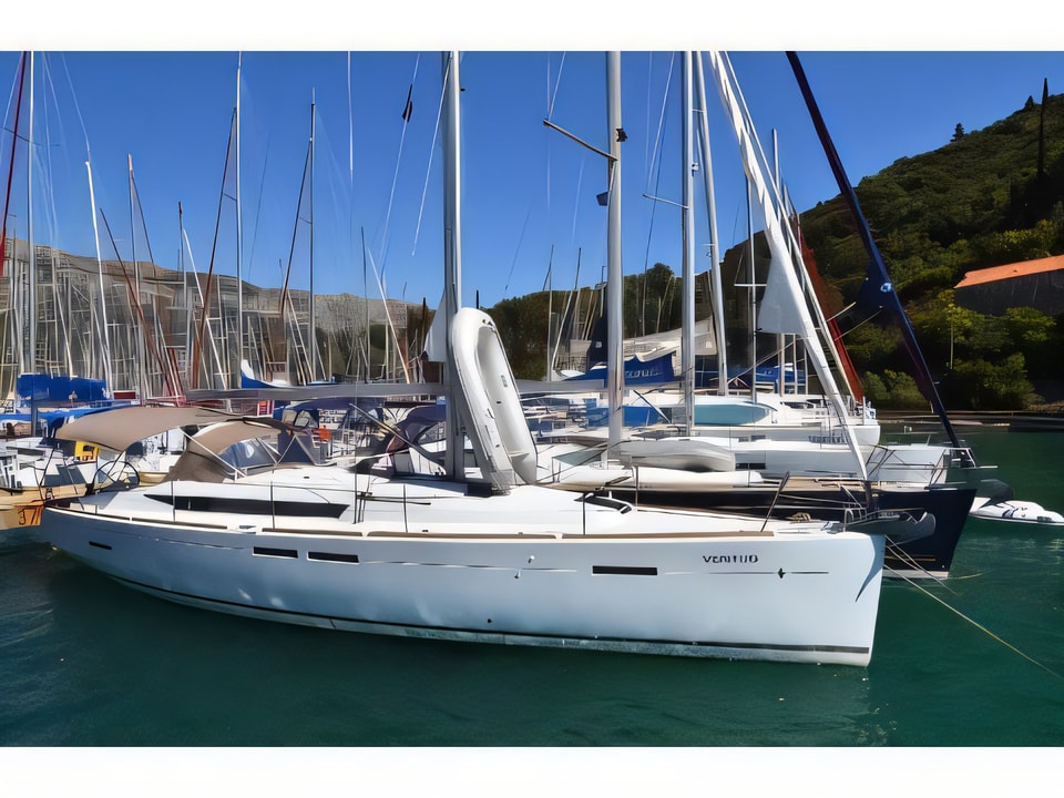 Exterior overview of Sun Odyssey 449 sail boat for charter from Dubrovnik ACI Marina in the Dubrovnik sailing area Croatia