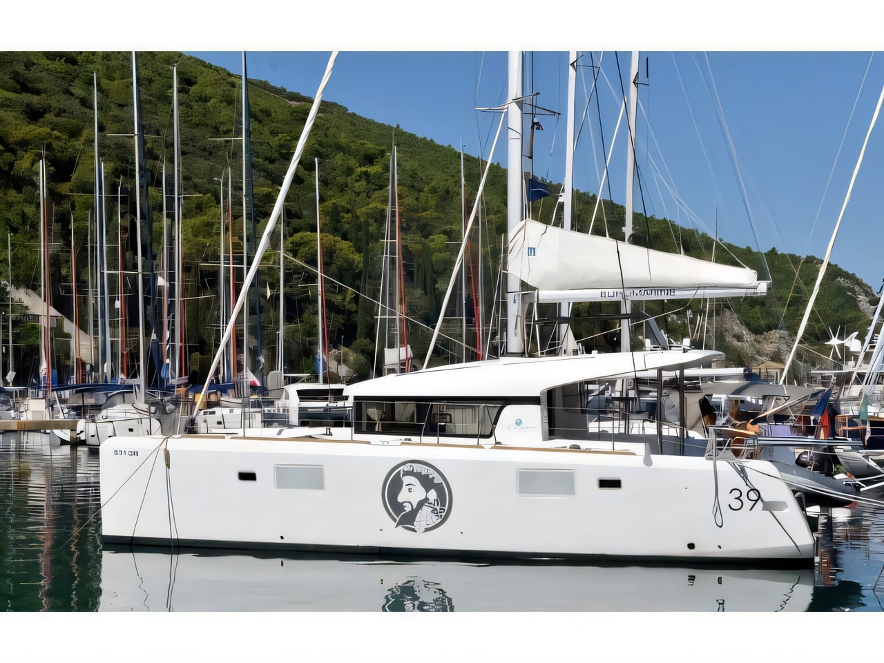 Exterior overview of Lagoon 39 catamaran for charter from Dubrovnik ACI Marina in the Dubrovnik sailing area Croatia