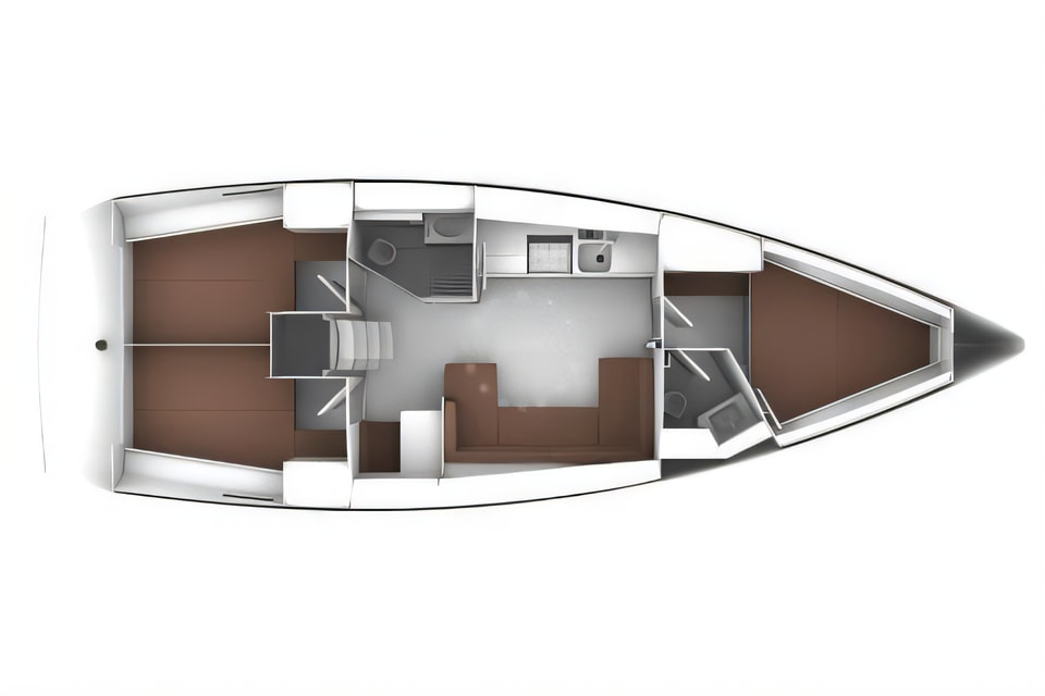 Interior of Bavaria Cruiser41 sail boat with 3 cabins Croatia yacht charter