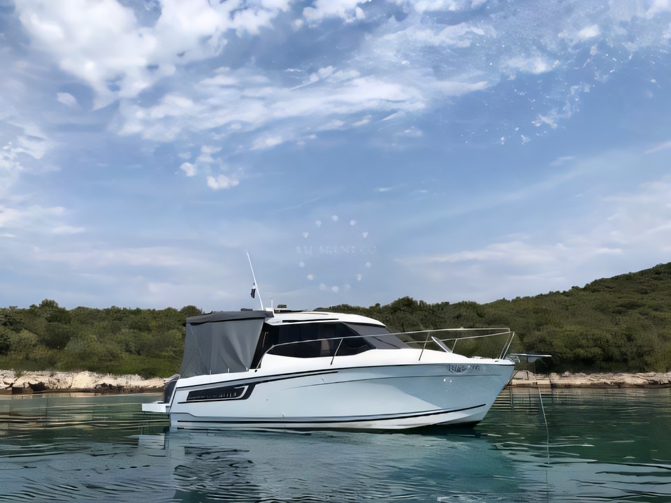Exterior overview of Merry Fisher 695 motor boat for charter from Zadar Marina Zadar in the Zadar sailing area Croatia