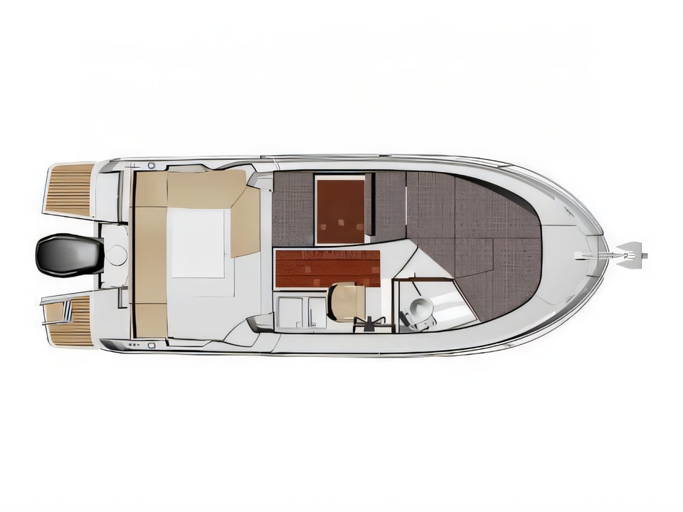 Layout of Merry Fisher 695 motor boat with 1 cabins Croatia yacht charter