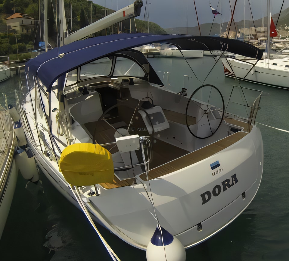 Exterior overview of Bavaria Cruiser37 sail boat for charter from Dubrovnik ACI Marina in the Dubrovnik sailing area Croatia