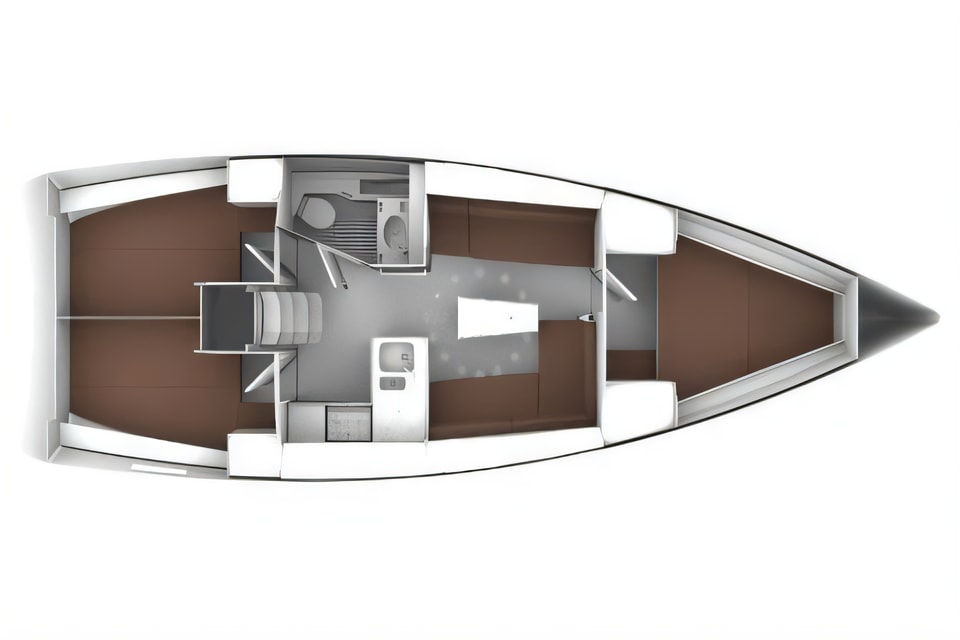 Interior of Bavaria Cruiser37 sail boat with 3 cabins Croatia yacht charter