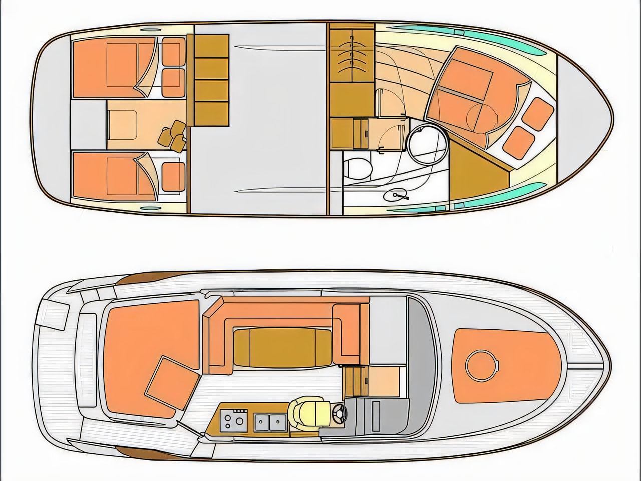 Interior of Marex 320 Aft Cabin Cruiser motor boat with 2 cabins Croatia yacht charter