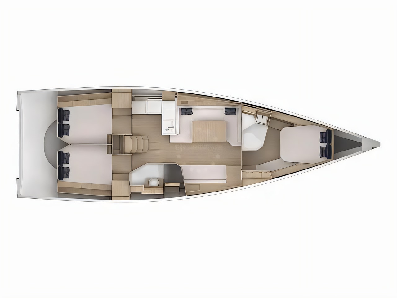 Interior of Grand Soleil 44 sail boat with 3 cabins Croatia yacht charter