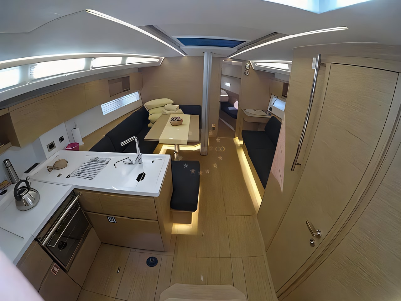 Layout of Grand Soleil 44 sail boat with 3 cabins Croatia yacht charter