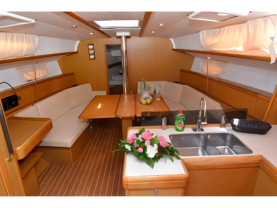 Interior of Sun Odyssey 42i sail boat with 3 cabins Croatia yacht charter