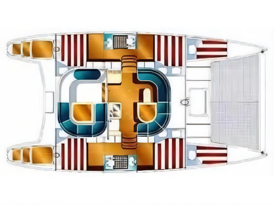 Nautitech 40 catamaran layout with 6 cabins
