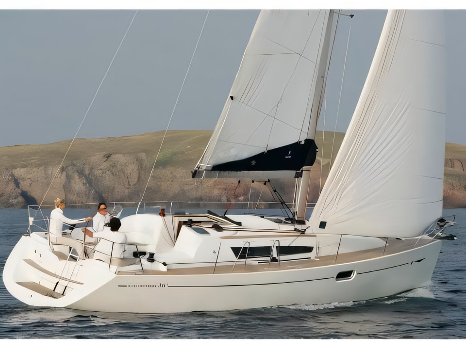 Exterior overview of Sun Odyssey 36i sail boat for charter from Split ACI Marina in the Split sailing area Croatia