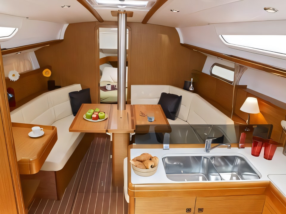 Interior of Sun Odyssey 36i sail boat with 3 cabins Croatia yacht charter