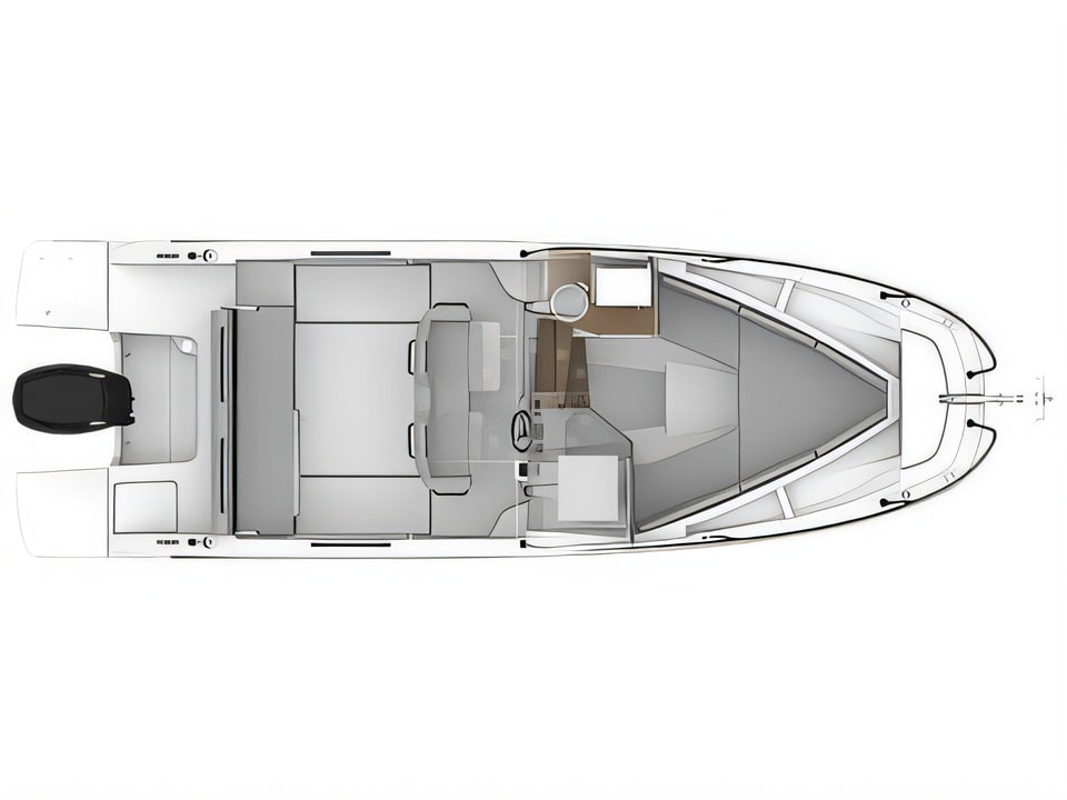 Layout of Beneteau Flyer 8 SUNdeck motor boat with 1 cabins Croatia yacht charter