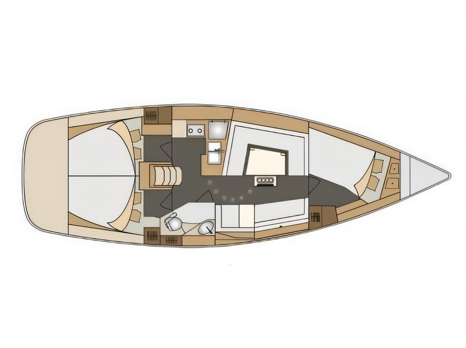 Layout of Elan 40 Impression sail boat with 3 cabins Croatia yacht charter