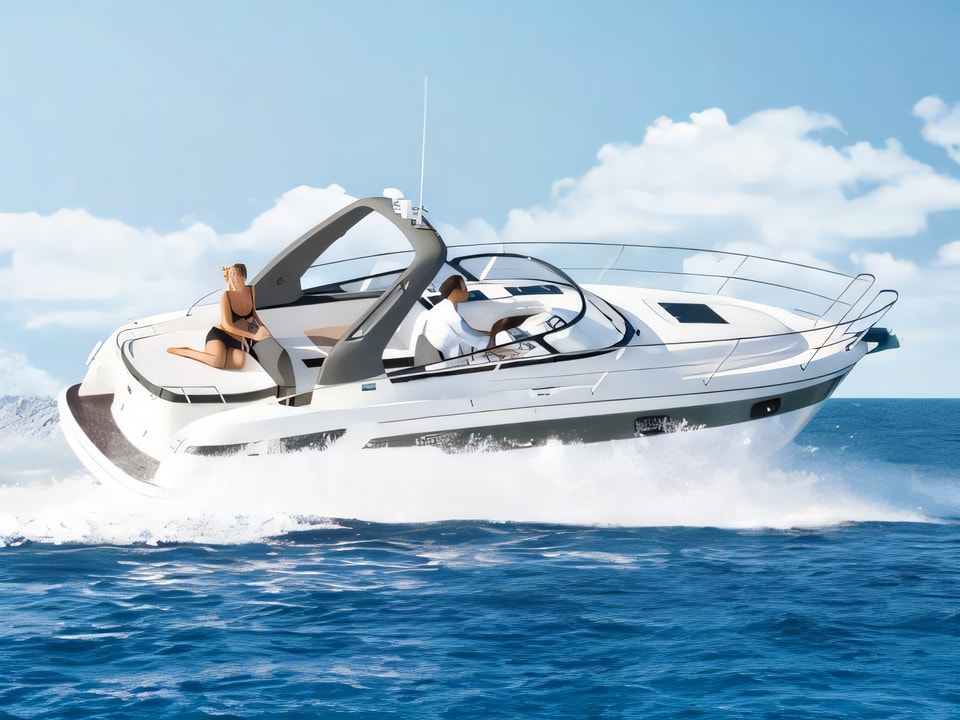 Exterior overview of Bavaria S29 OPEN motor boat for charter from Pula Tehnomont Marina Veruda in the Istria / Kvarner sailing area Croatia