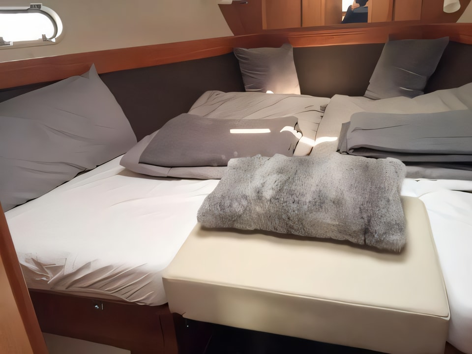 Interior of Bavaria S35 motor boat with 2 cabins Croatia yacht charter
