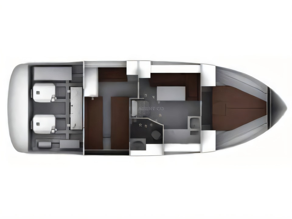 Layout of Bavaria S35 motor boat with 2 cabins Croatia yacht charter