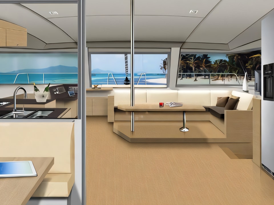 Interior of Bali 4.5 catamaran with 6 cabins Croatia yacht charter