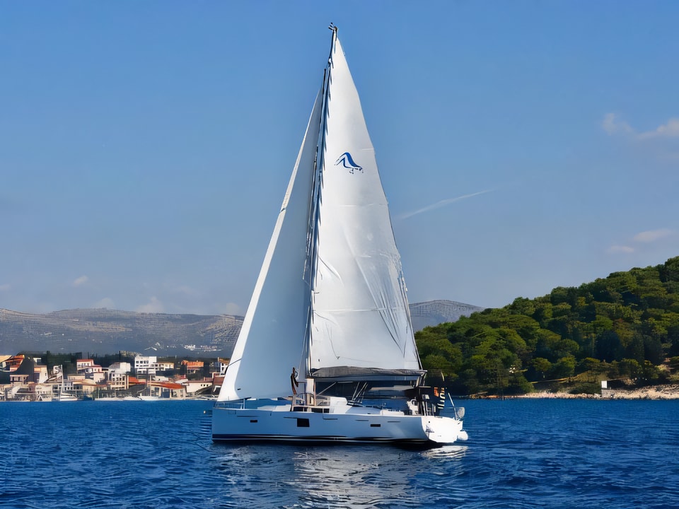 Exterior overview of Hanse 455 sail boat for charter from Milna Marina Vlaska in the Split sailing area Croatia