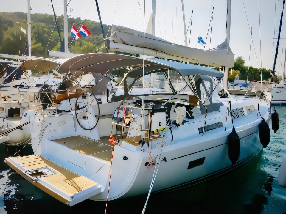 Layout of Hanse 388 sail boat with 3 cabins Croatia yacht charter